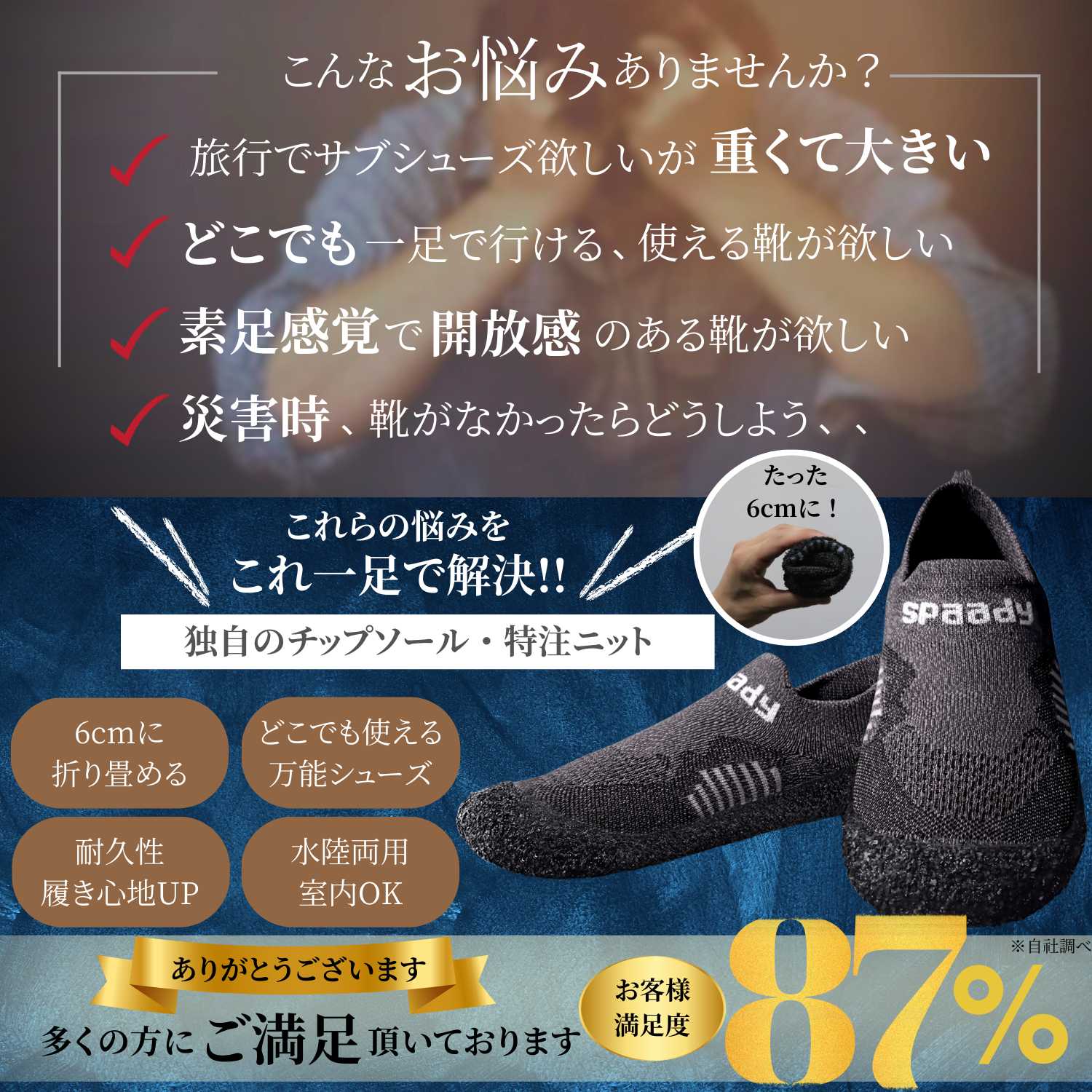 折り畳めるシューズ|Spaady(スパーディ)シューズソックス